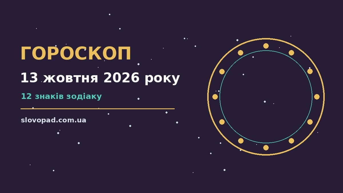 Щоденний гороскоп на 13 жовтня 2026 року на тлі осіннього пейзажу з чашкою чаю